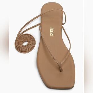 Tkees Thong Sandals 9 Tan Nude Leather Lilu Ankle Wrap Dainty Neutral New $120
